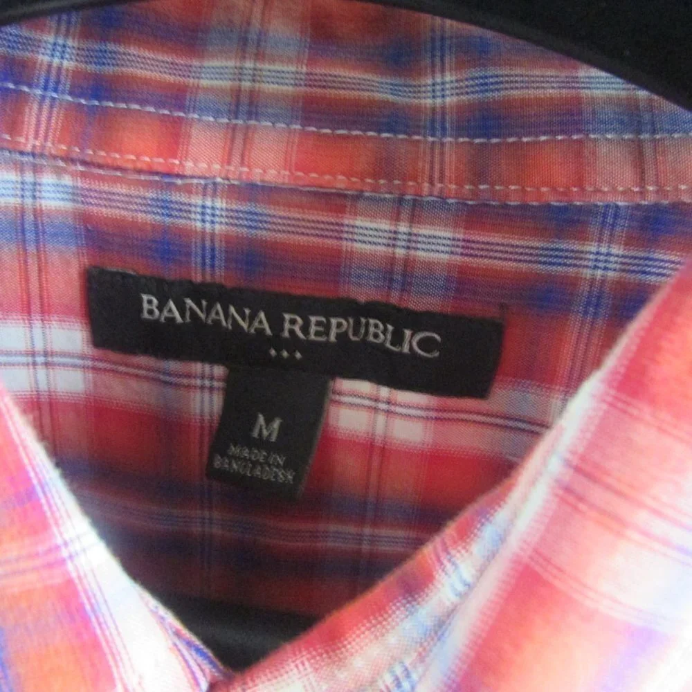 Banana Republic Mens Button Down M Plaid Shirt